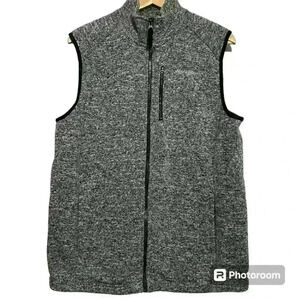 Eddie Bauer Men's Medium Fleece Sweater Vest Heather Gray Zip Up